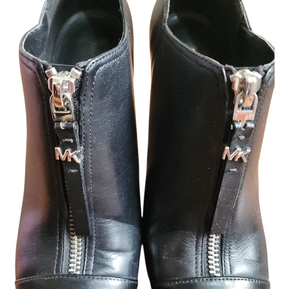 Michael Kors Bootie Shoes Womens Size 7.5 Black Calf Leather Stiletto Heel - Picture 5 of 9